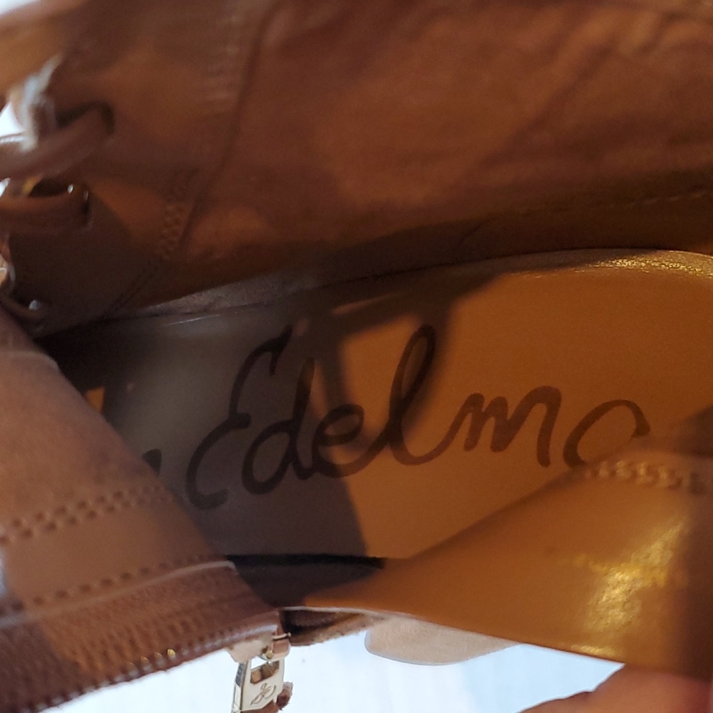 Sam Edelman Yvie Open Lace up Suede Heels - Picture 5 of 7
